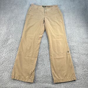 Eddie Bauer Hiking Pants Womens 6 Tan Straight Leg Travel Nylon Stretch